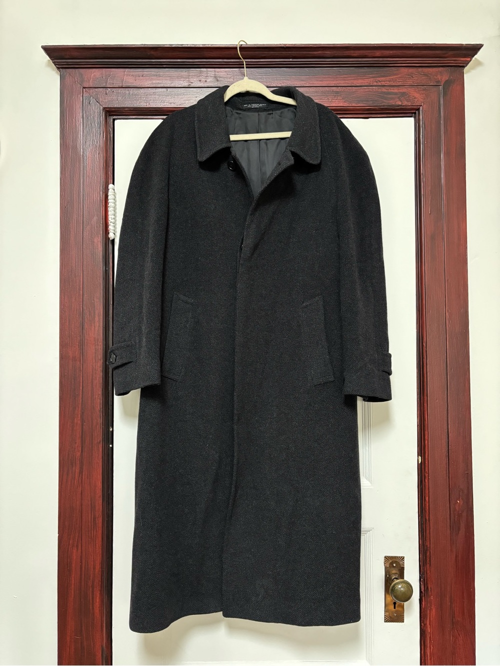 Men's Black Wool Overcoat
